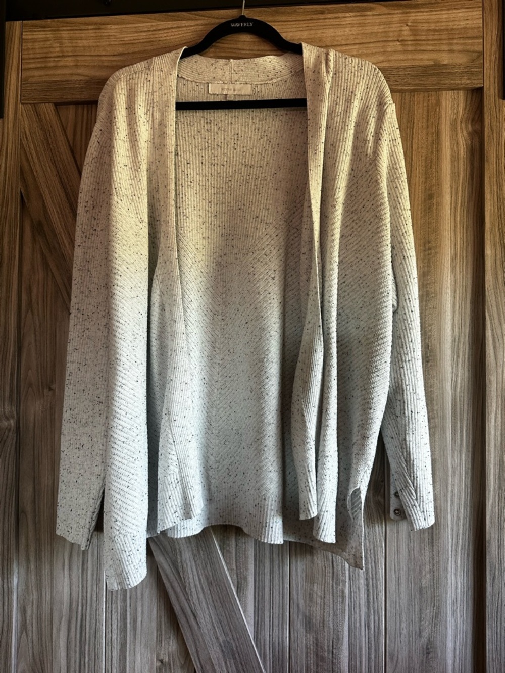 Buy 2 Get 1 Free! Verve Ami White Speckled Open-Front Cardigan Sweater - 3X